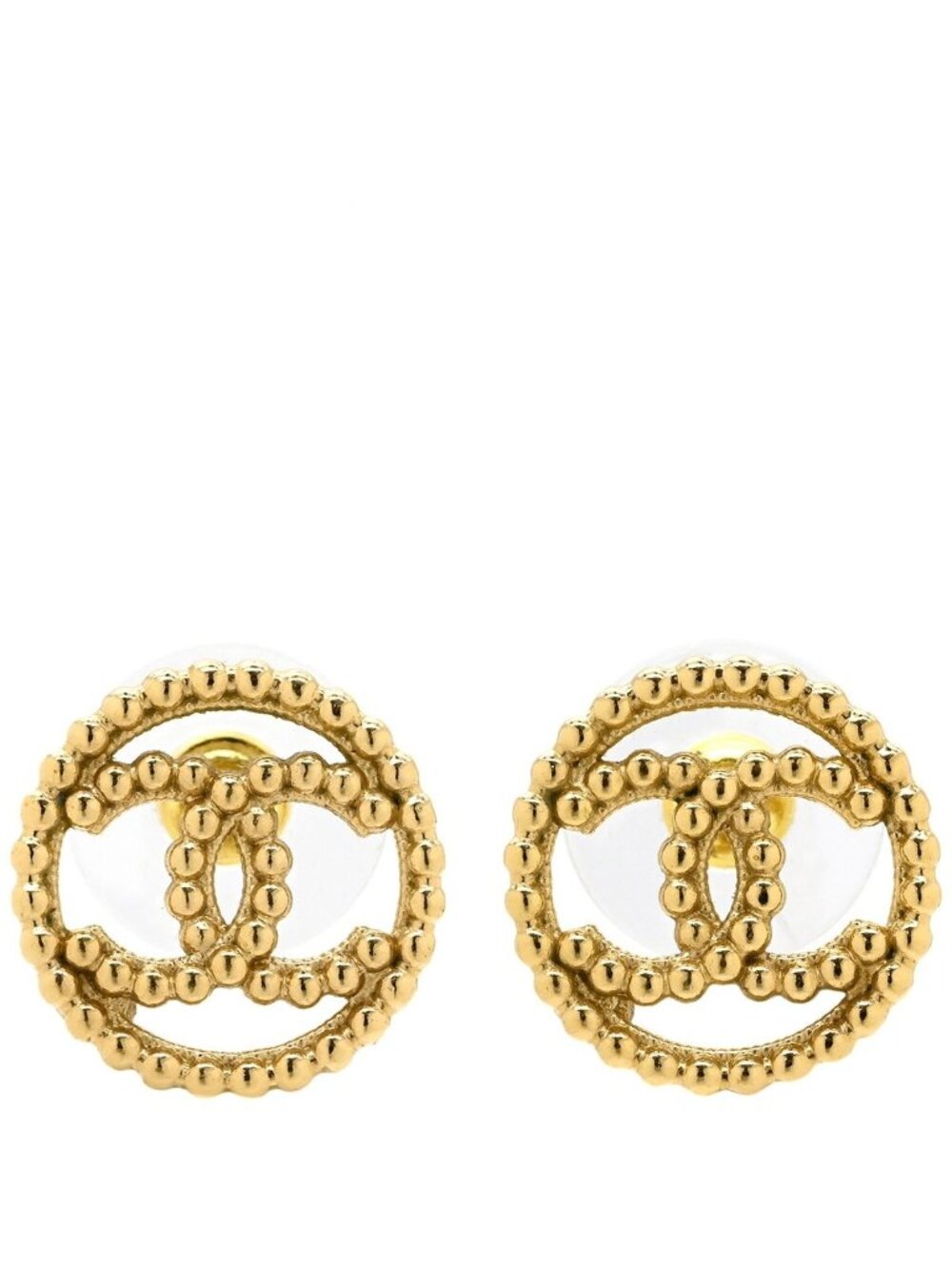Chanel Earrings CC Logo Circle Gold Plated CC Mark Round